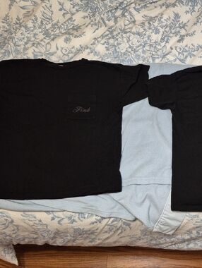 PINK Victoria's Secret Black Short-Sleeve Pocket Tees with Script Logo